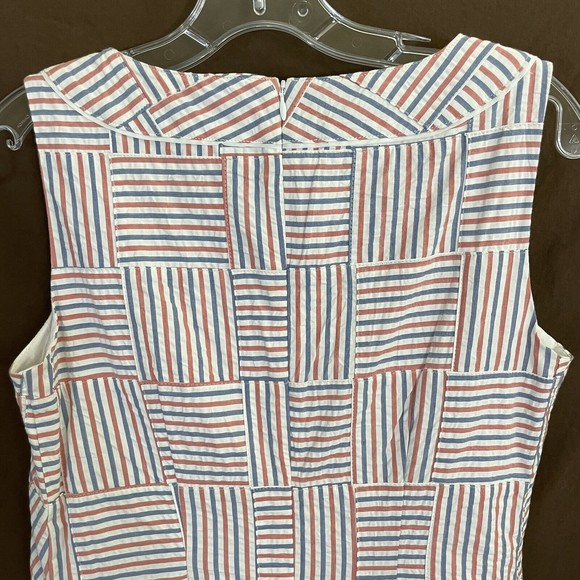 NWT Talbots Seersucker Patchwork Shift Dress Size 2 Blue Red - Picture 7 of 8